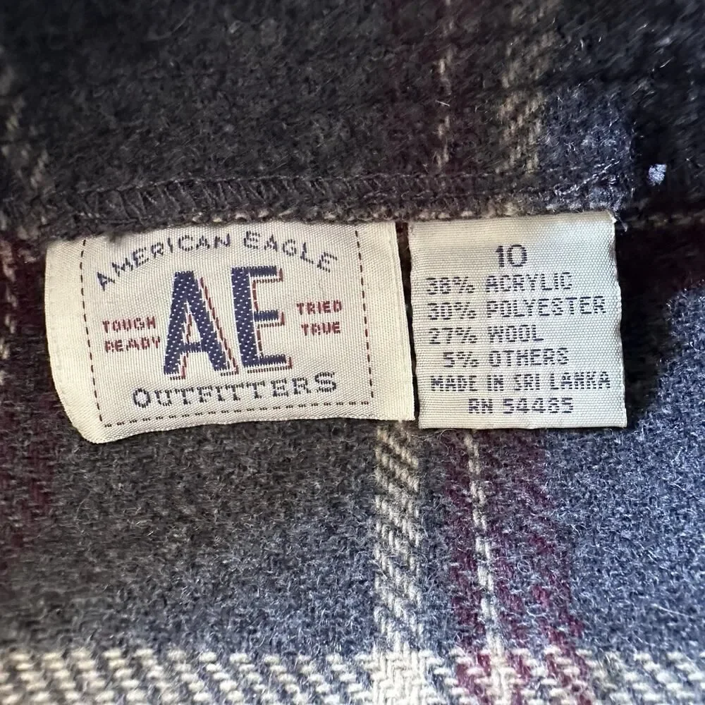 Vintage American Outfitters‎ Wrap Skirt Mini Plaid Gray Y2K Academia School Girl